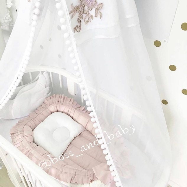 Personalized Baby Nest for Girls – Blush Pink & Ivory Lounger