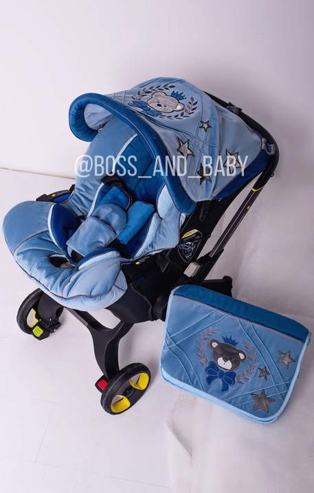Personalized Blue Stroller Cover & Baby Car Seat Set