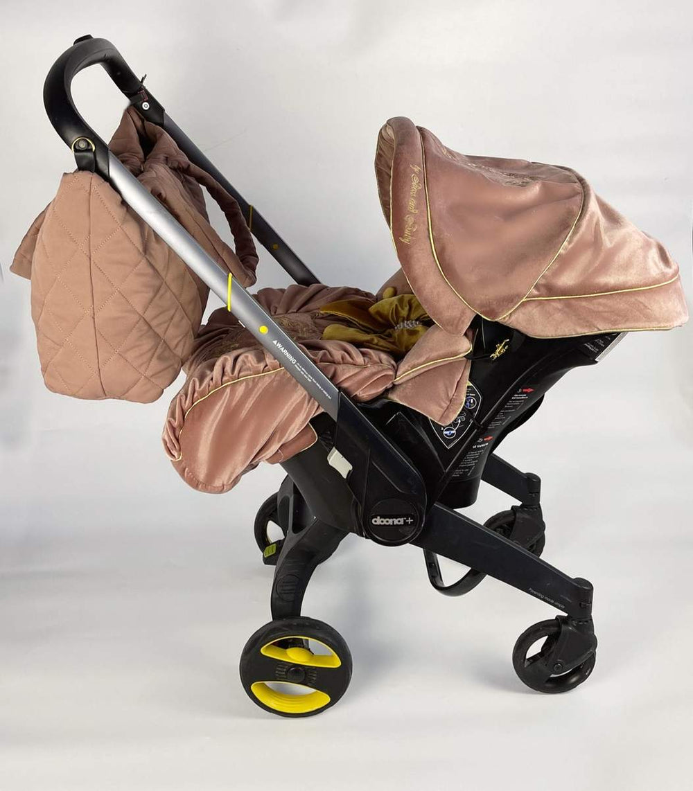 Personalized Dark Pink Velvet Baby Car Seat Cover Set