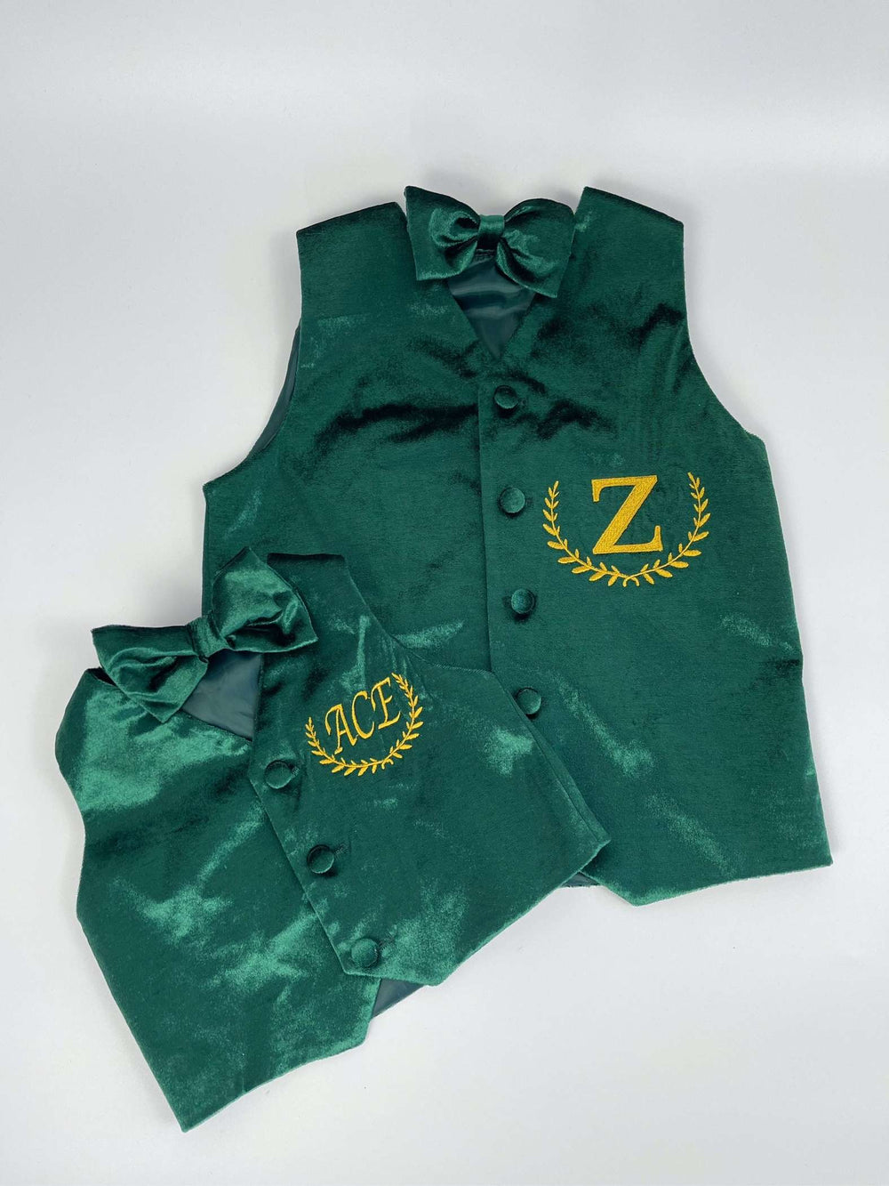 Personalized Matching Sibling Christmas Outfit – Emerald Green Velvet