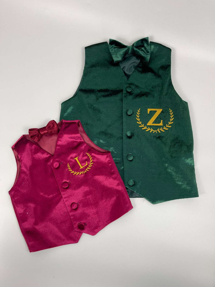 Personalized Matching Sibling Christmas Outfit – Emerald Green Velvet