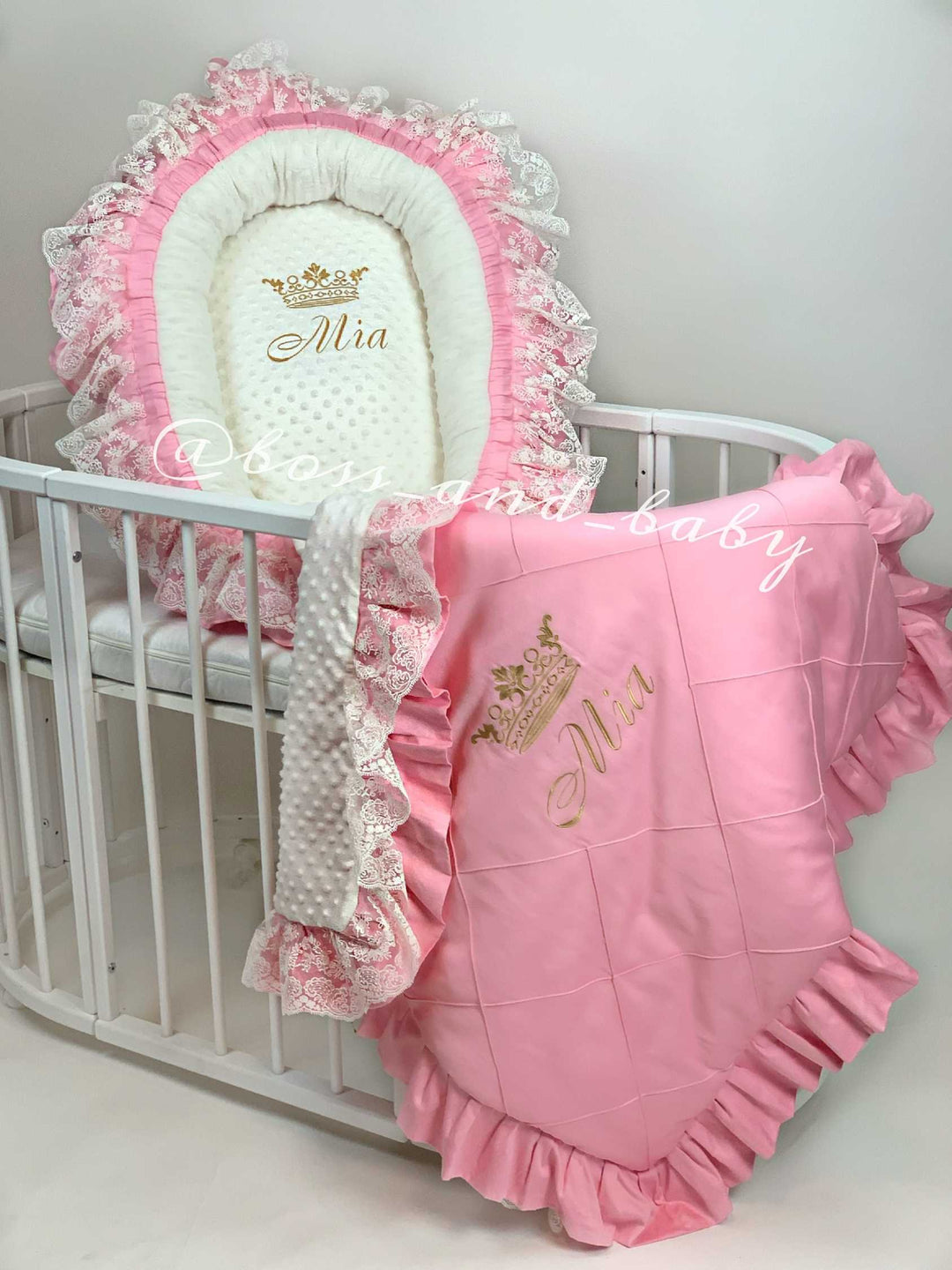 Personalized Pink Baby Blanket with Ruffles
