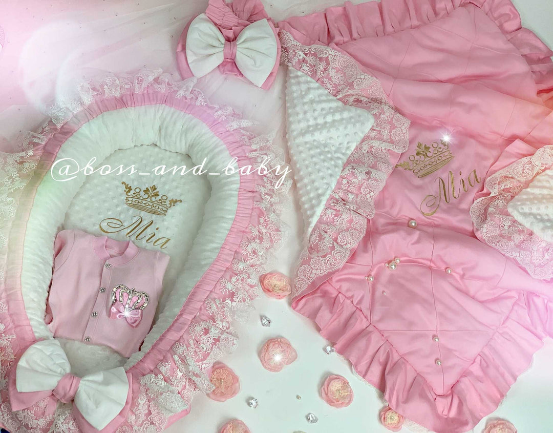 Personalized Pink Baby Blanket with Ruffles