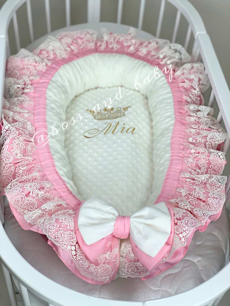 Personalized Pink Baby Cocoon – Portable Mini Crib Co-Sleeper