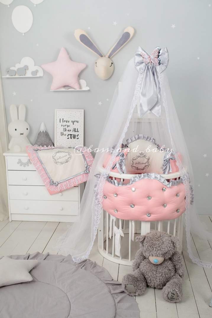 Personalized Pink Baby Girl Bedding Set – Custom Crib