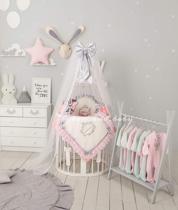 Personalized Pink Baby Girl Bedding Set – Custom Crib