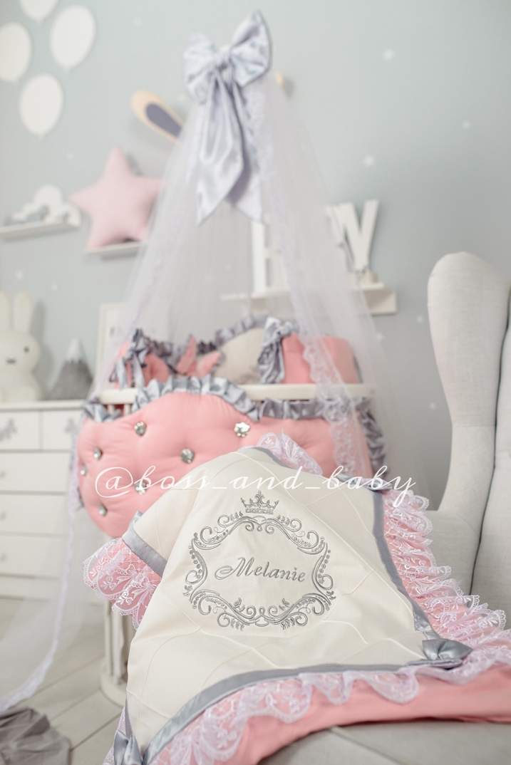 Personalized Pink Baby Girl Bedding Set – Custom Crib