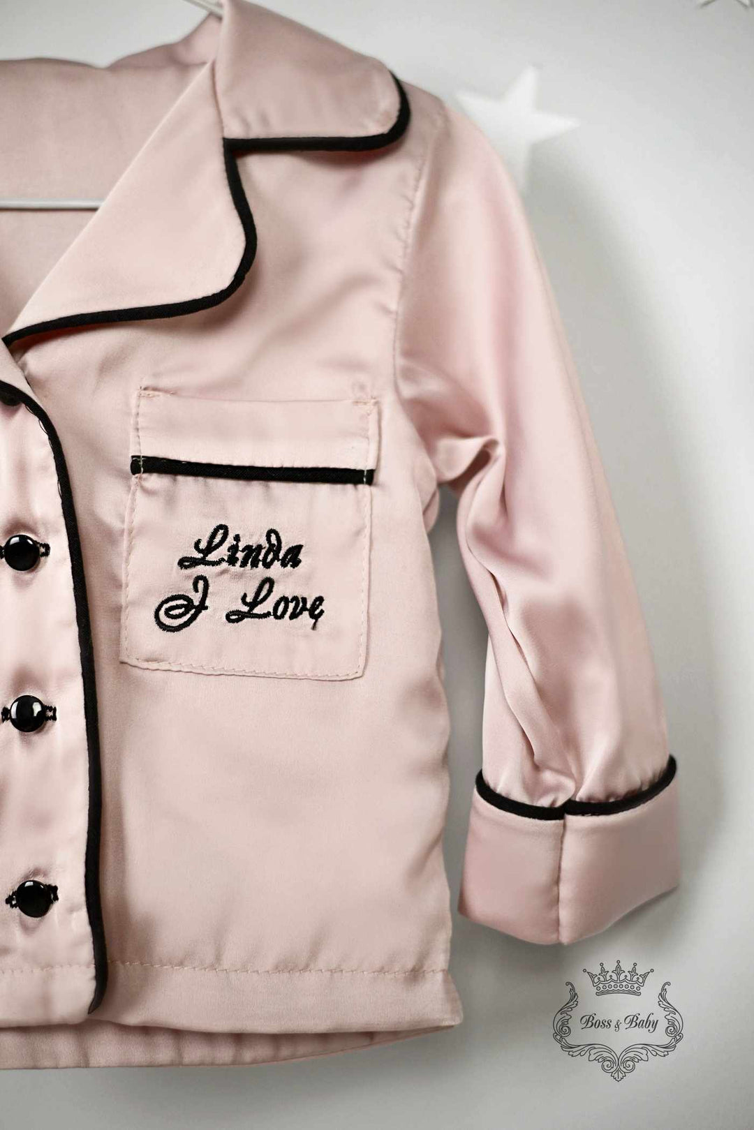 Personalized Pink Silk Baby Pajamas with Monogram