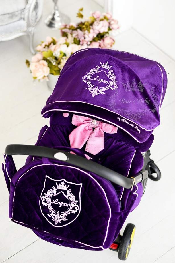 Personalized Purple Infant Car Seat Cover & Accessories