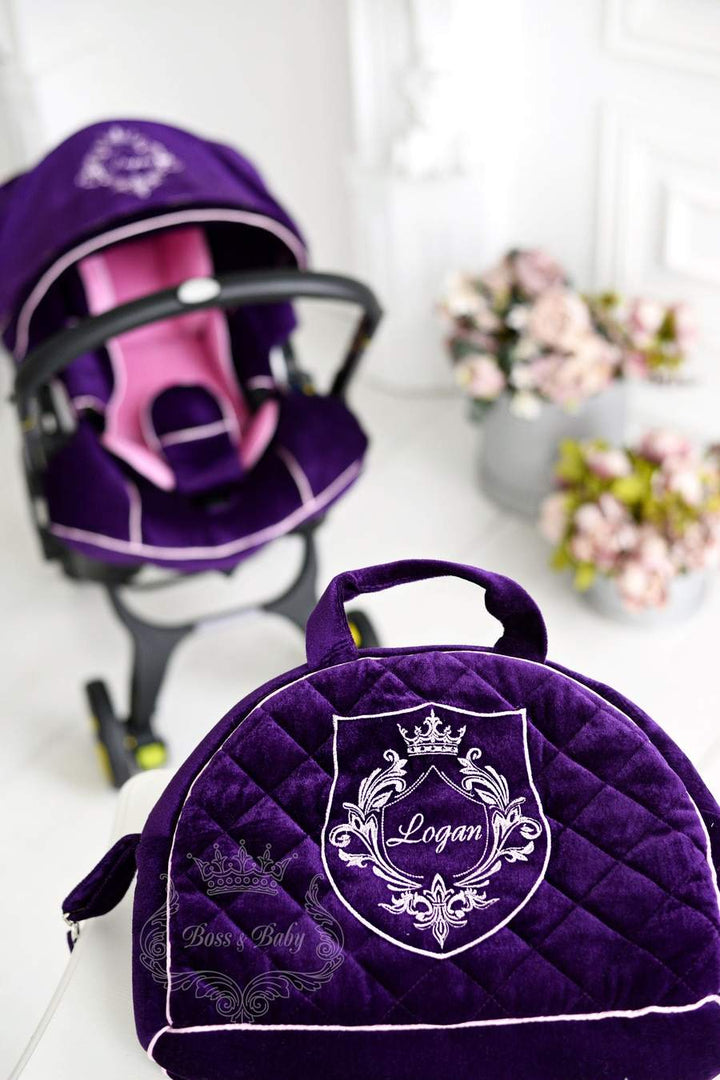 Personalized Purple Infant Car Seat Cover & Accessories