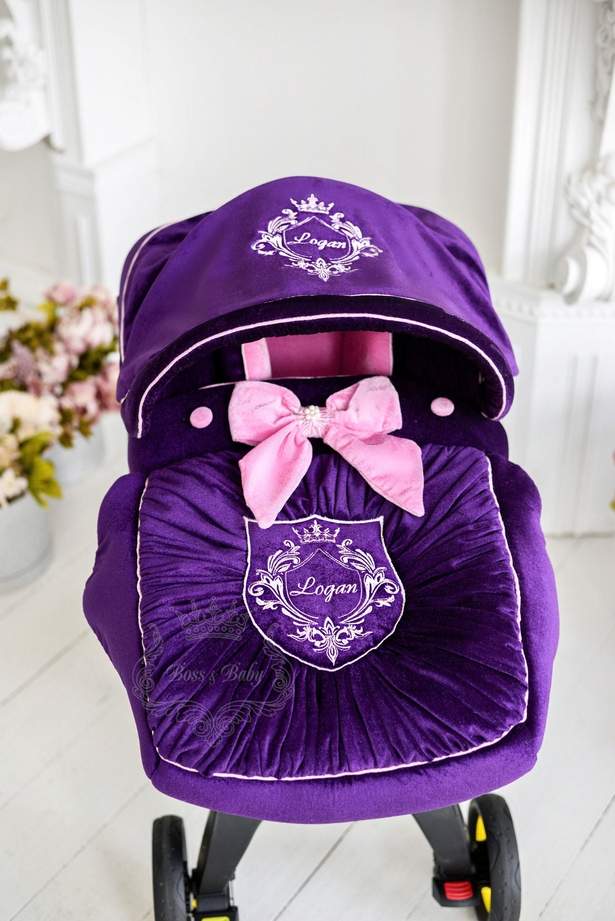 Personalized Purple Infant Car Seat Cover & Accessories