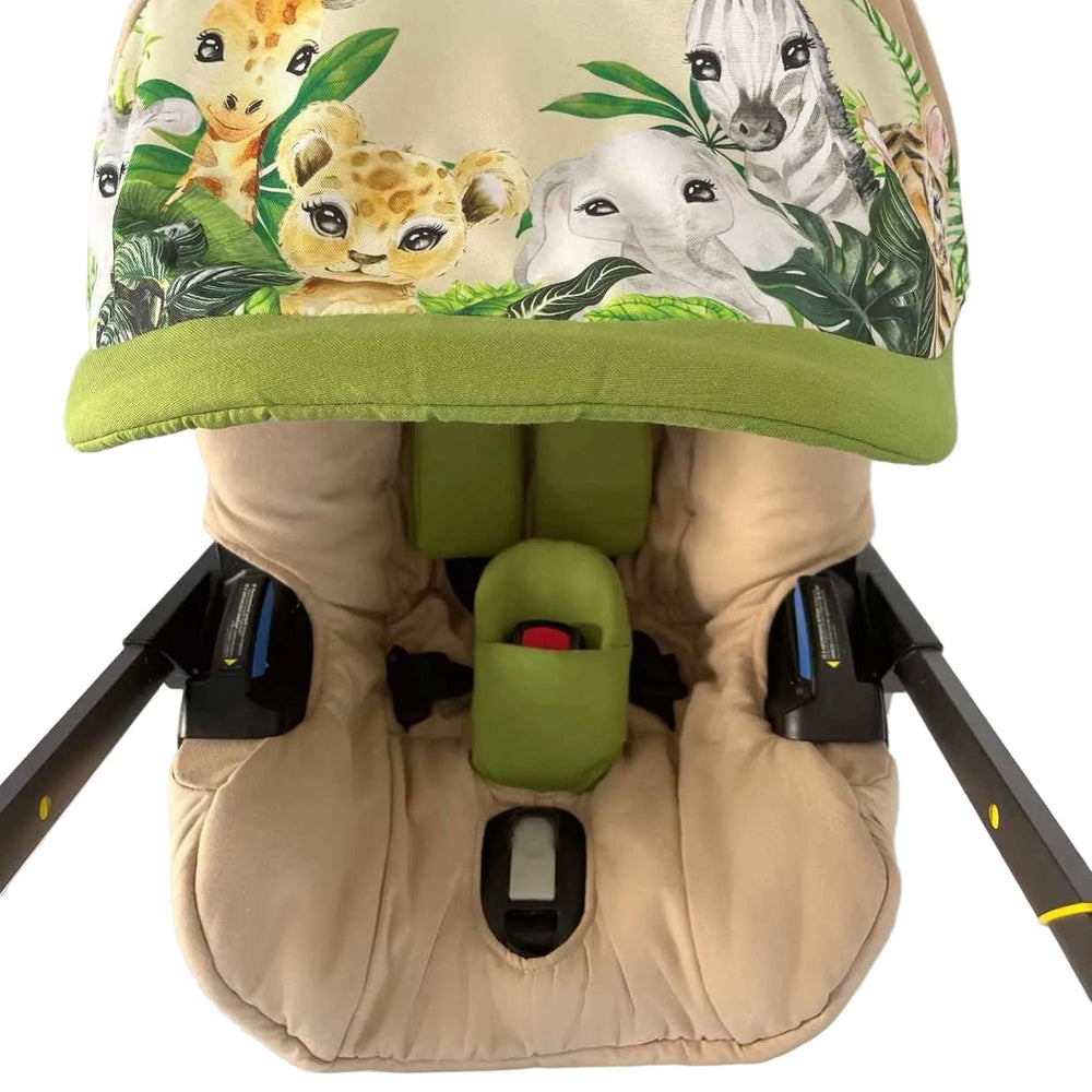 Personalized Safari Car Seat Cover Set with Diaper Bag