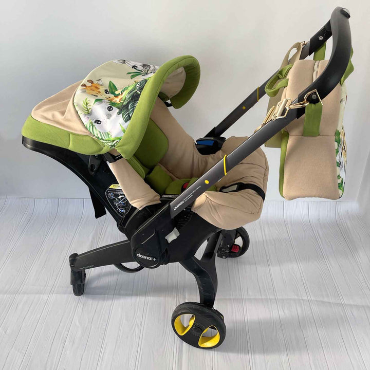 Personalized Safari Car Seat Cover Set with Diaper Bag