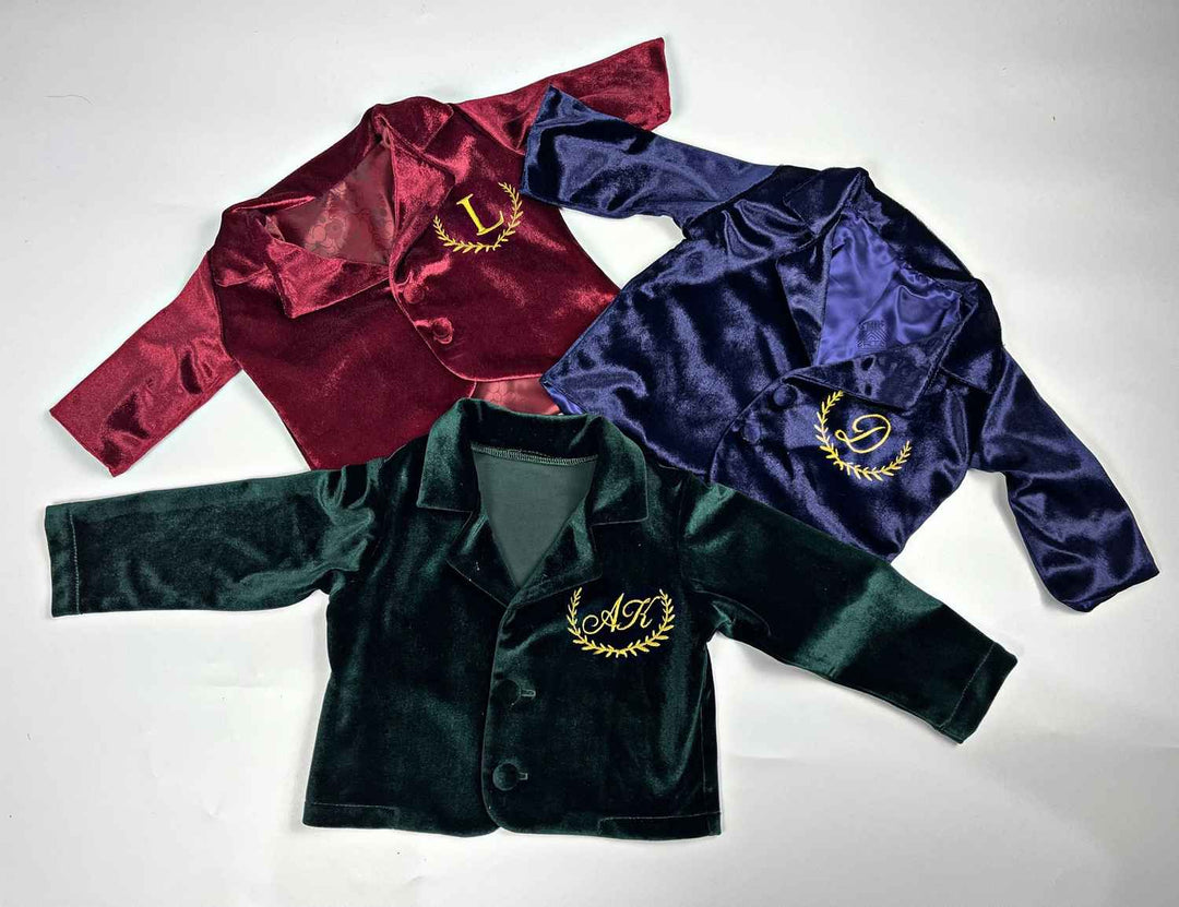 Personalized Velvet Baby Boy Jacket – Formal Outfit