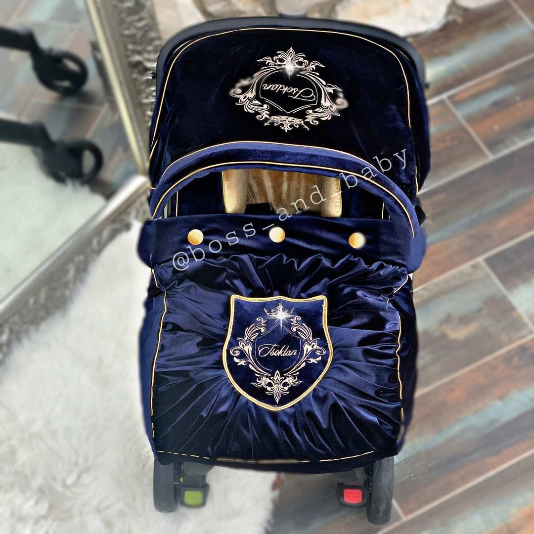 Personalized baby boy car seat cover with accessories