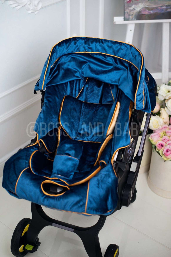 Personalized stroller car seat cover with matching diaper bag