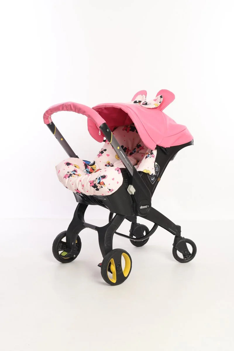 Pink Baby Car Seat Cover Set – Cute Cartoon Ears & Accessories