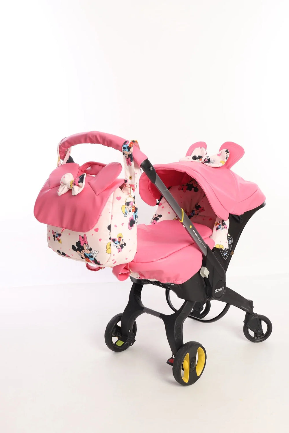 Pink Baby Car Seat Cover Set – Cute Cartoon Ears & Accessories 1