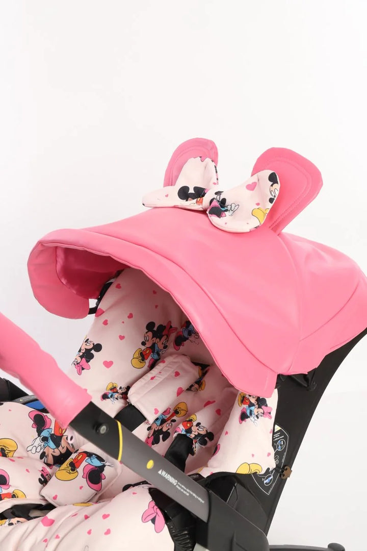 Pink Baby Car Seat Cover Set – Cute Cartoon Ears & Accessories 3
