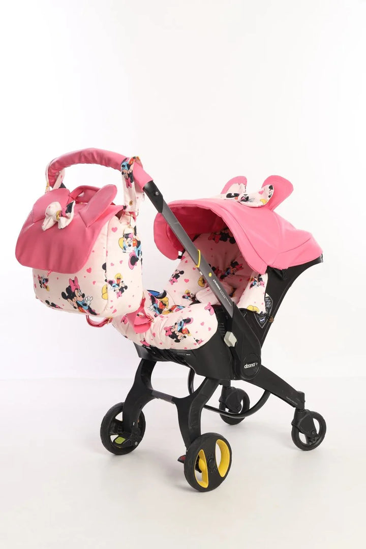 Pink Baby Car Seat Cover Set – Cute Cartoon Ears & Accessories 4
