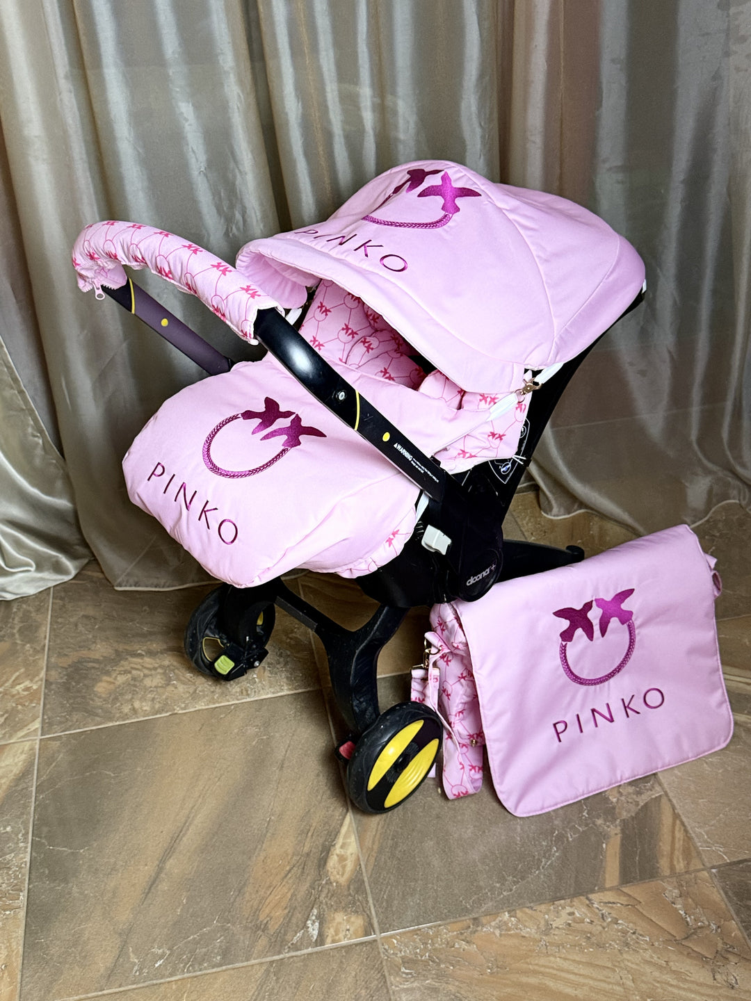 Pink Baby Car Seat Cover – Stylish Designer-Inspired