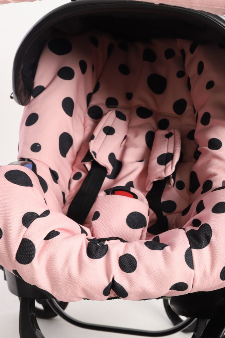 Pink Polka Dot Baby Car Seat Cover Set – Ears & Bow 3