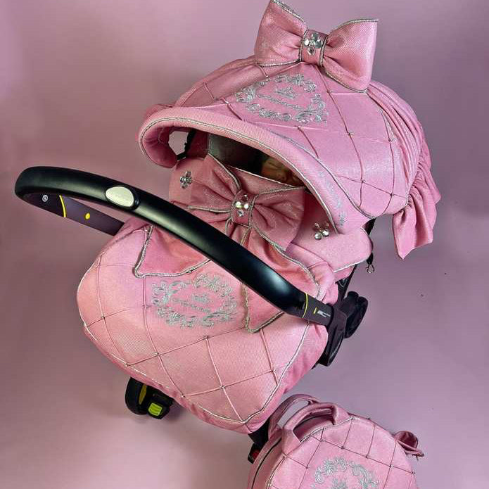 Pink Rhinestone Baby Car Seat & Stroller Cover with Bag