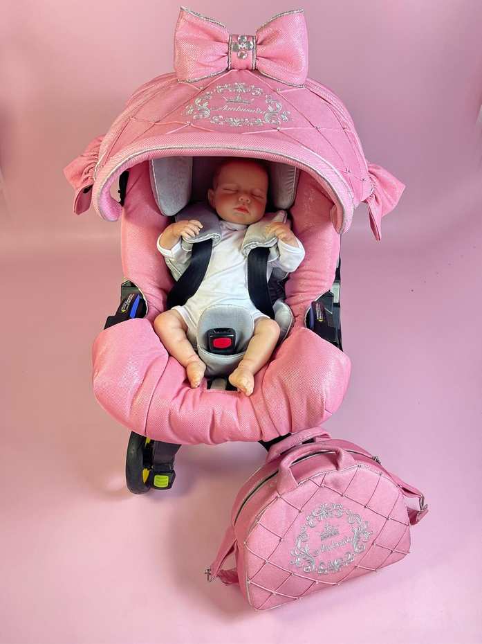 Pink Rhinestone Baby Car Seat & Stroller Cover with Bag