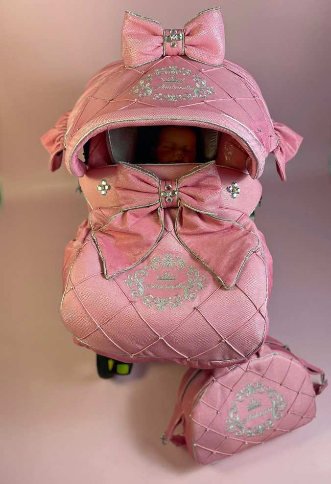 Pink Rhinestone Baby Car Seat & Stroller Cover with Bag