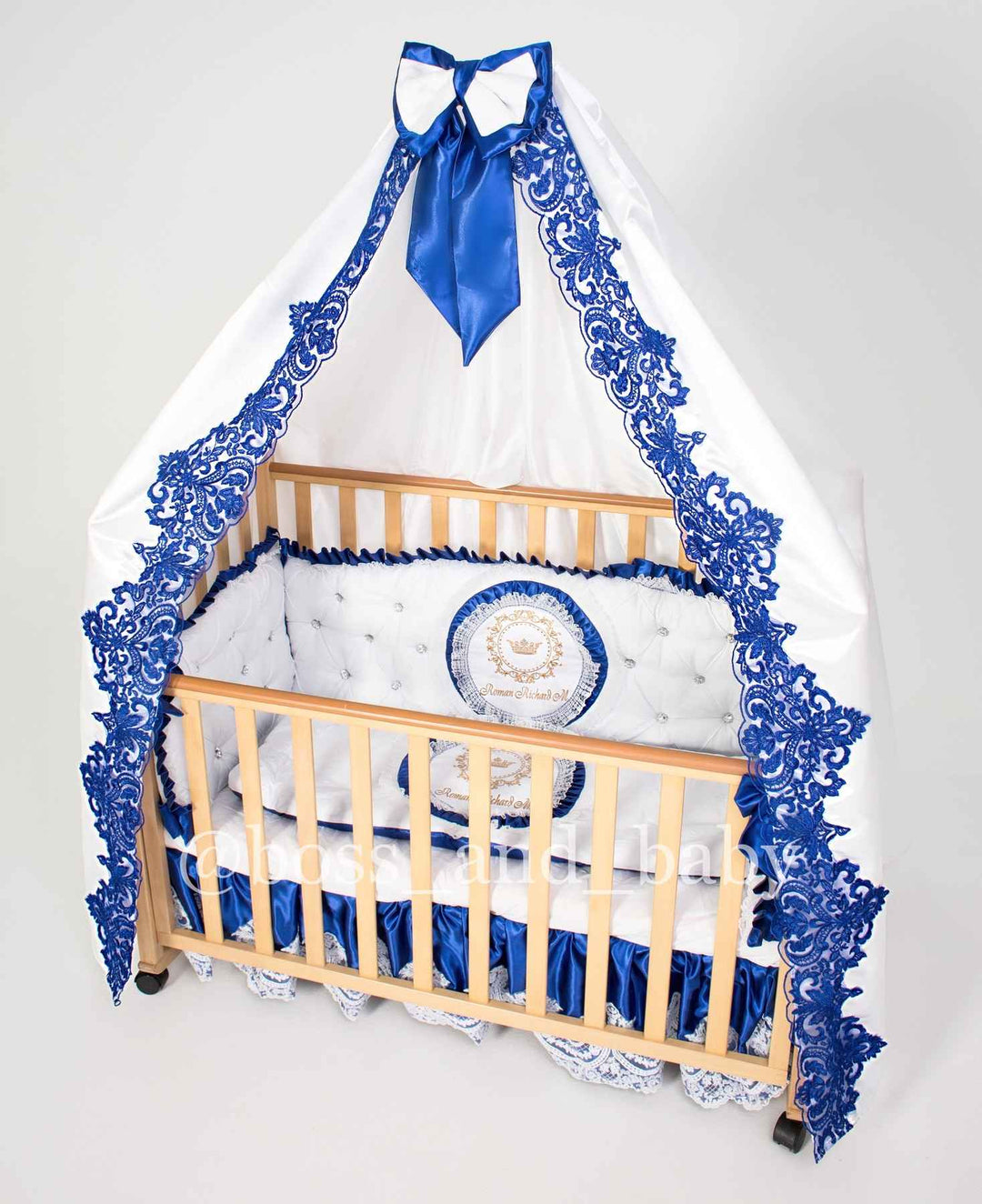 Prince White & Royal Blue Baby Crib Bedding Set