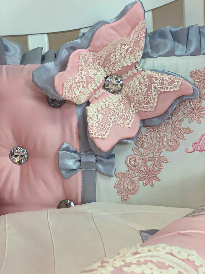Purple Pink Baby Girl Crib Bedding with Canopy
