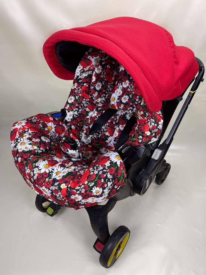Red Flower Baby Car Seat & Stroller Cover – Cute & Protective