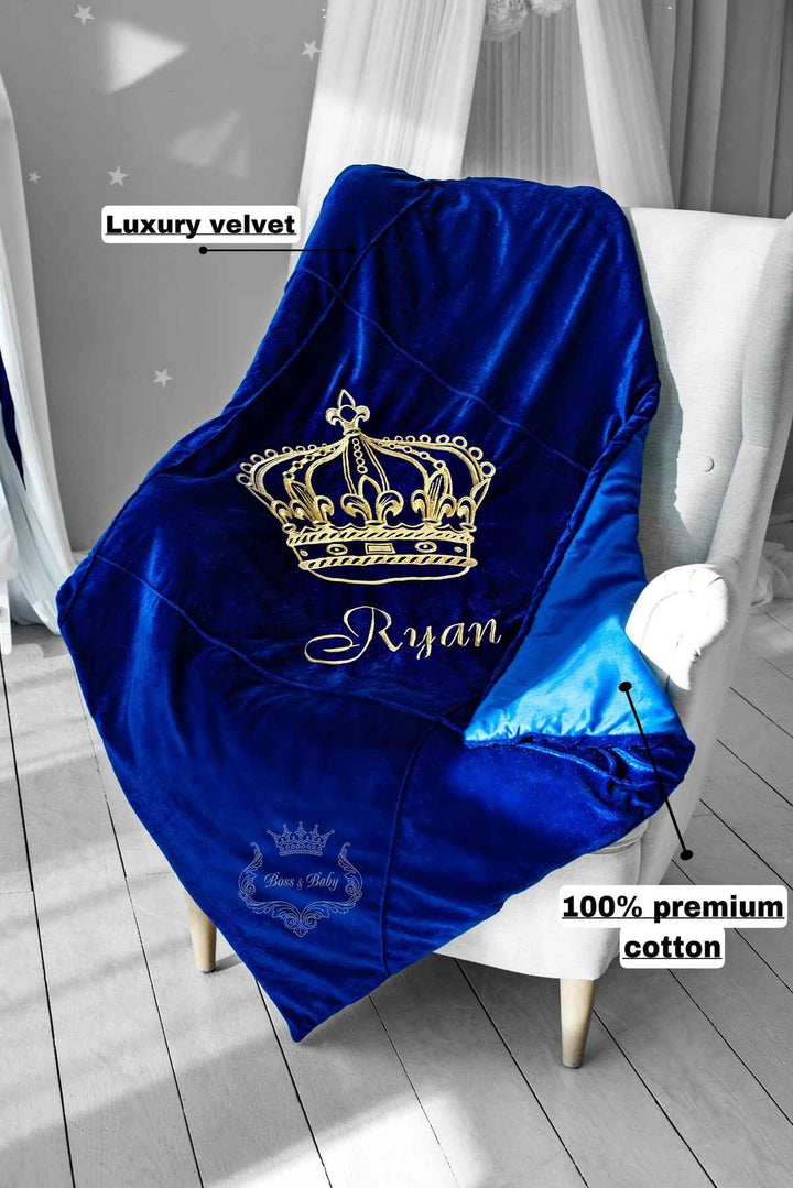 Royal Blue Baby Boy Crib Bedding Set with Canopy
