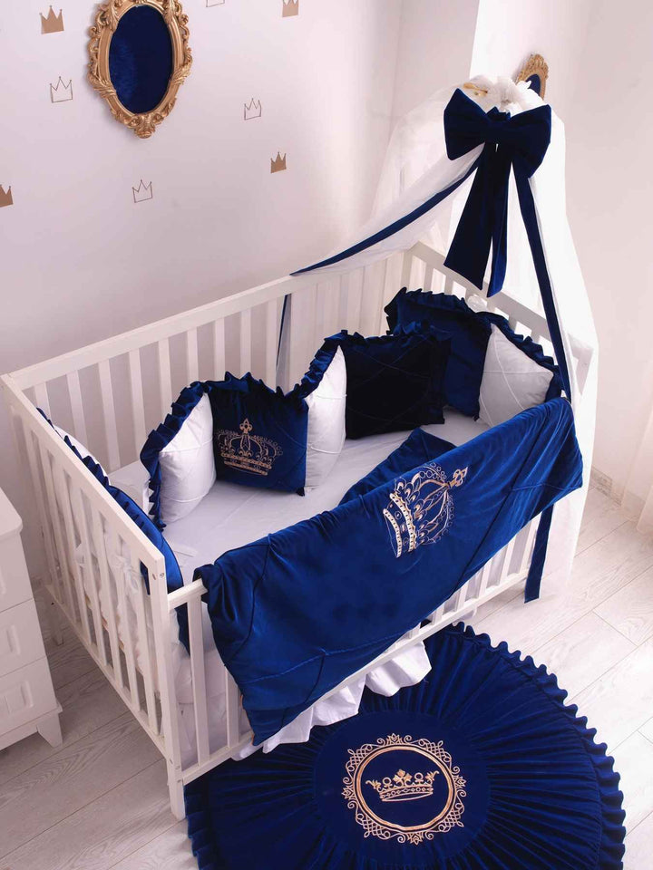 Royal Blue Baby Boy Crib Bedding Set with Canopy