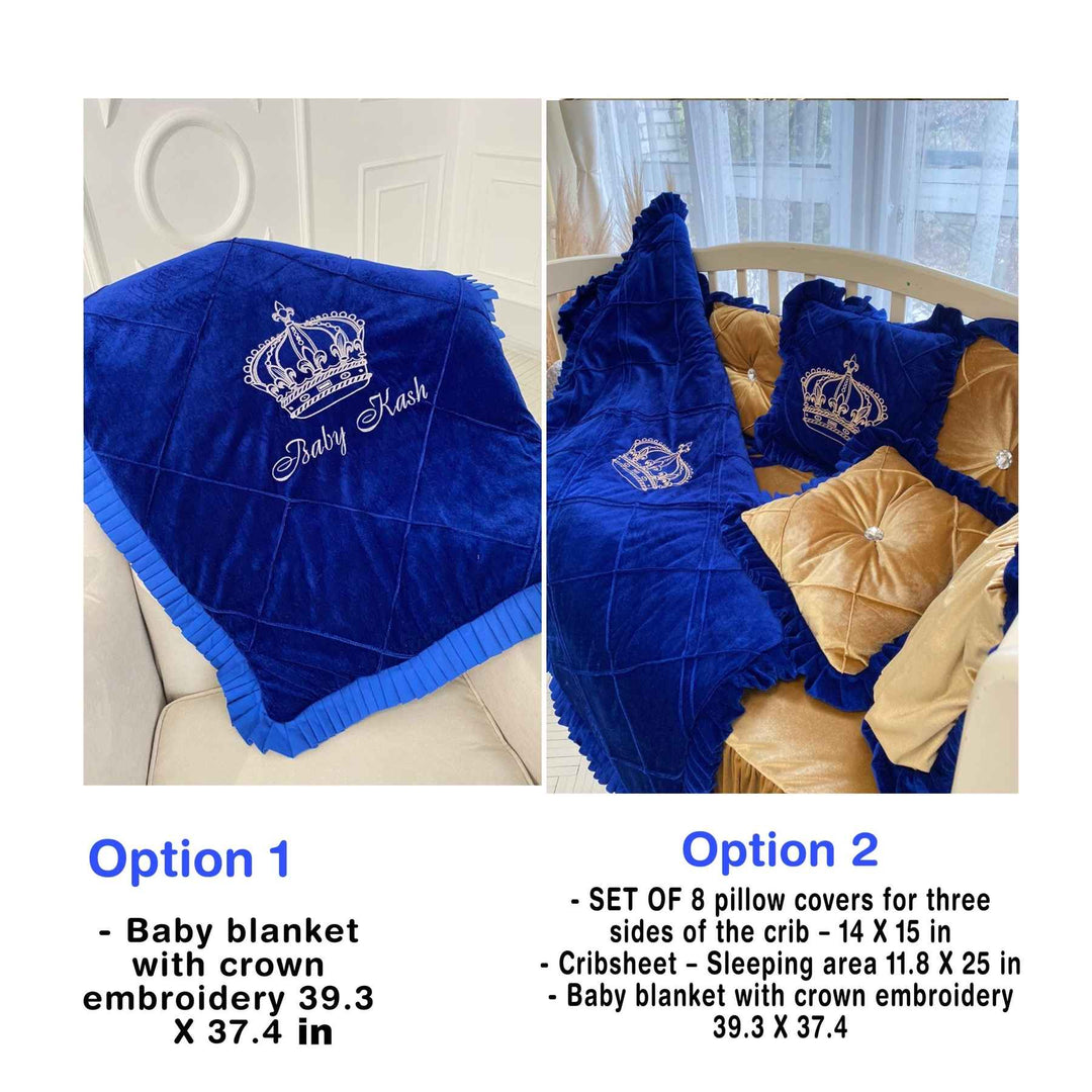 Royal Blue & Gold Baby Crib Bedding Set