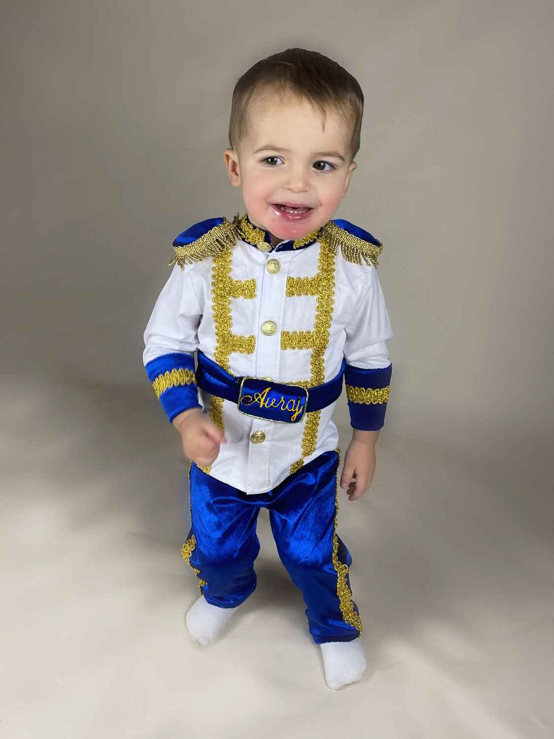 Royal Blue Velvet Baby Boy Birthday Suit – Personalized