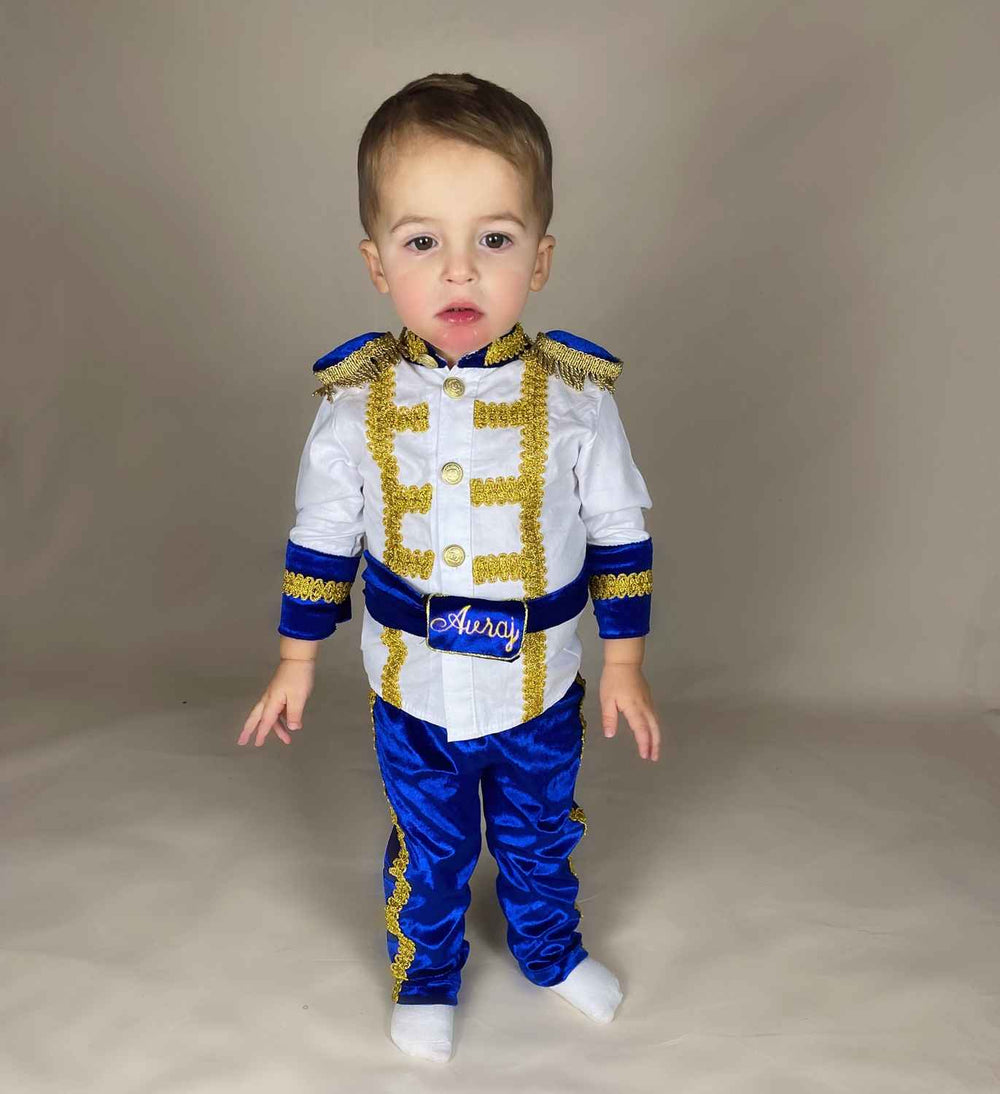Royal Blue Velvet Baby Boy Birthday Suit – Personalized