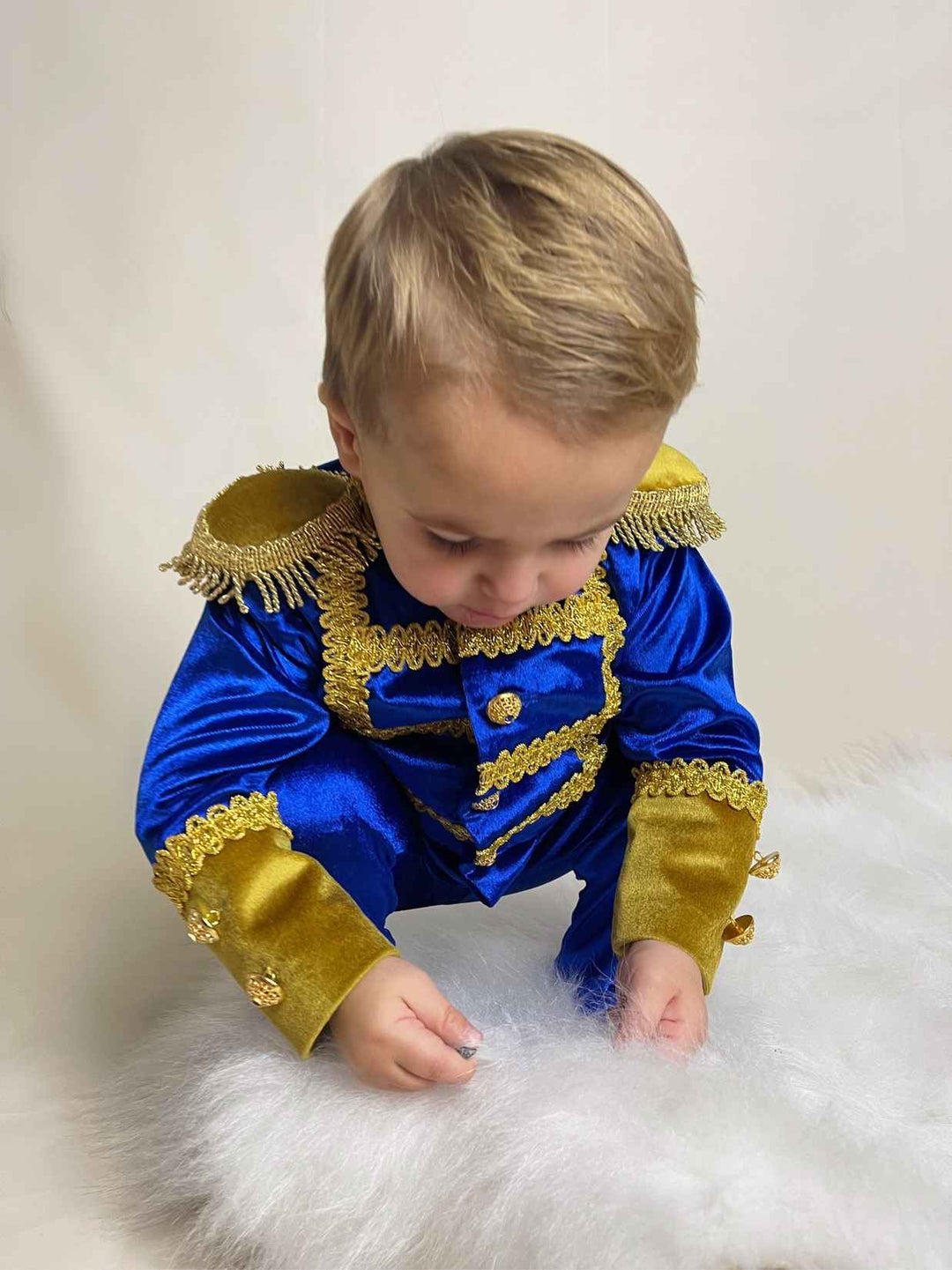Royal Prince Charming Baby Boy Costume in Gold & Blue