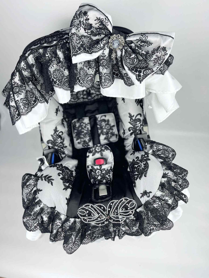 Stylish Baby Girl Car Seat & Stroller Cover – Lace & Ruffles