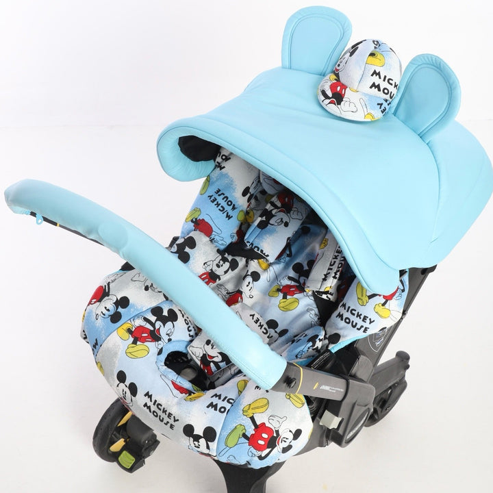 Blue Cartoon Baby Car Seat Cover Set – Playful Character Design