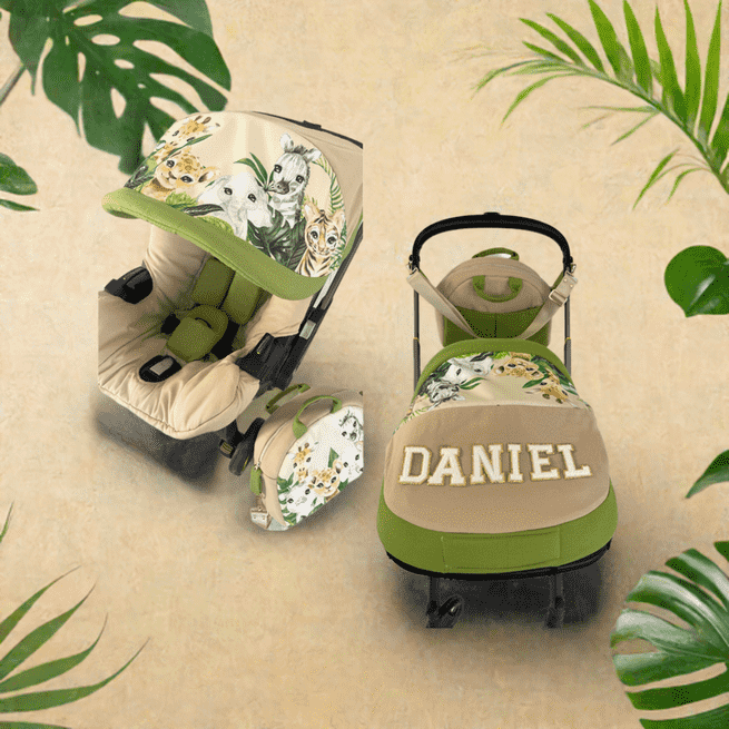 Safari & Cartoon Theme Baby Car Seat Cover Set, Washable, Soft, Personalized