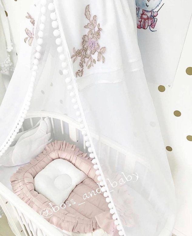 Personalized Baby Nest for Girls - Blush Pink & Ivory Newborn Sleeping Pod | Soft & Stylish Nursery Lounger