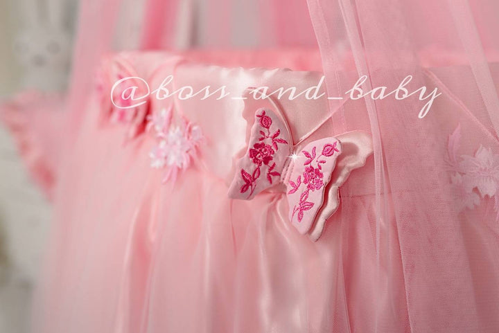Customizable Pink Infant Baby Girl Crib Bedding Set with Accessories for Round Cribs and Bassinets – Create a Dreamy Nursery