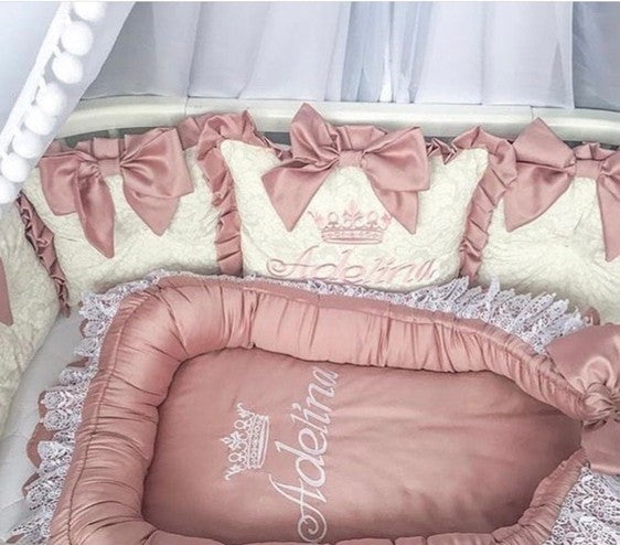 Cozy Baby Boy Sleeping Pod - Lace-Trimmed Baby Nest | Portable & Breathable Newborn Lounger