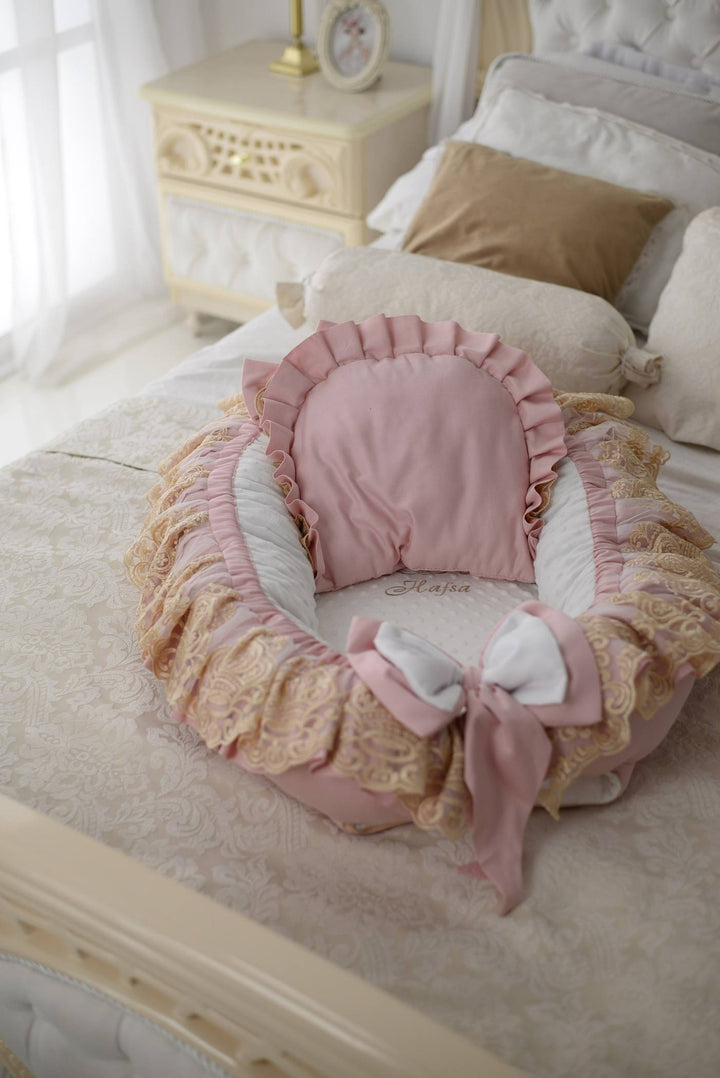 Personalized Dusty Pink Baby Nest Co-Sleeper for Girls