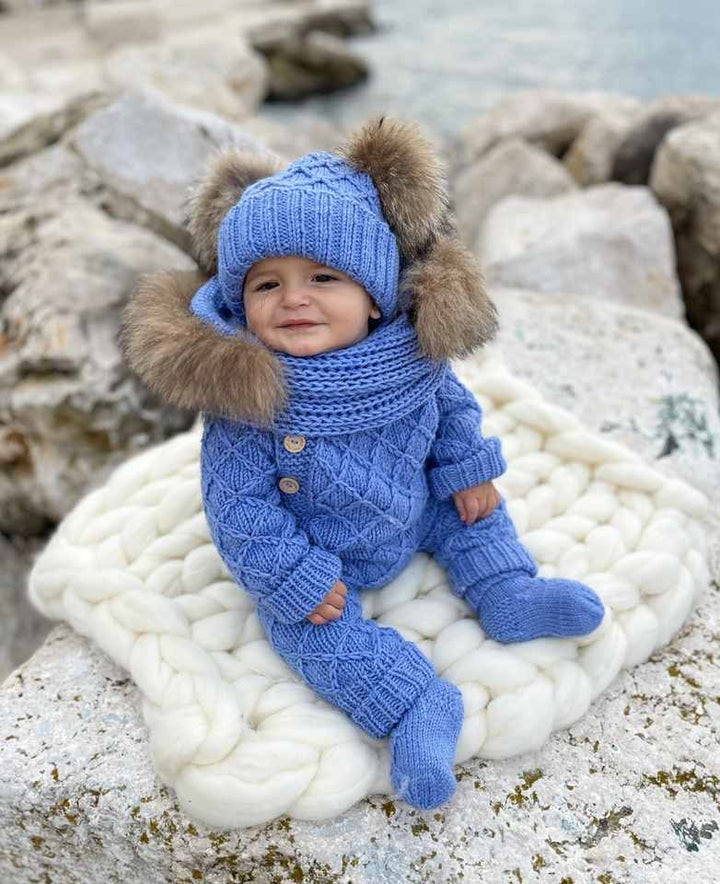 Handmade Knit Pom Pom Beanie Hat for Newborn (0-3) & Baby (3-24)