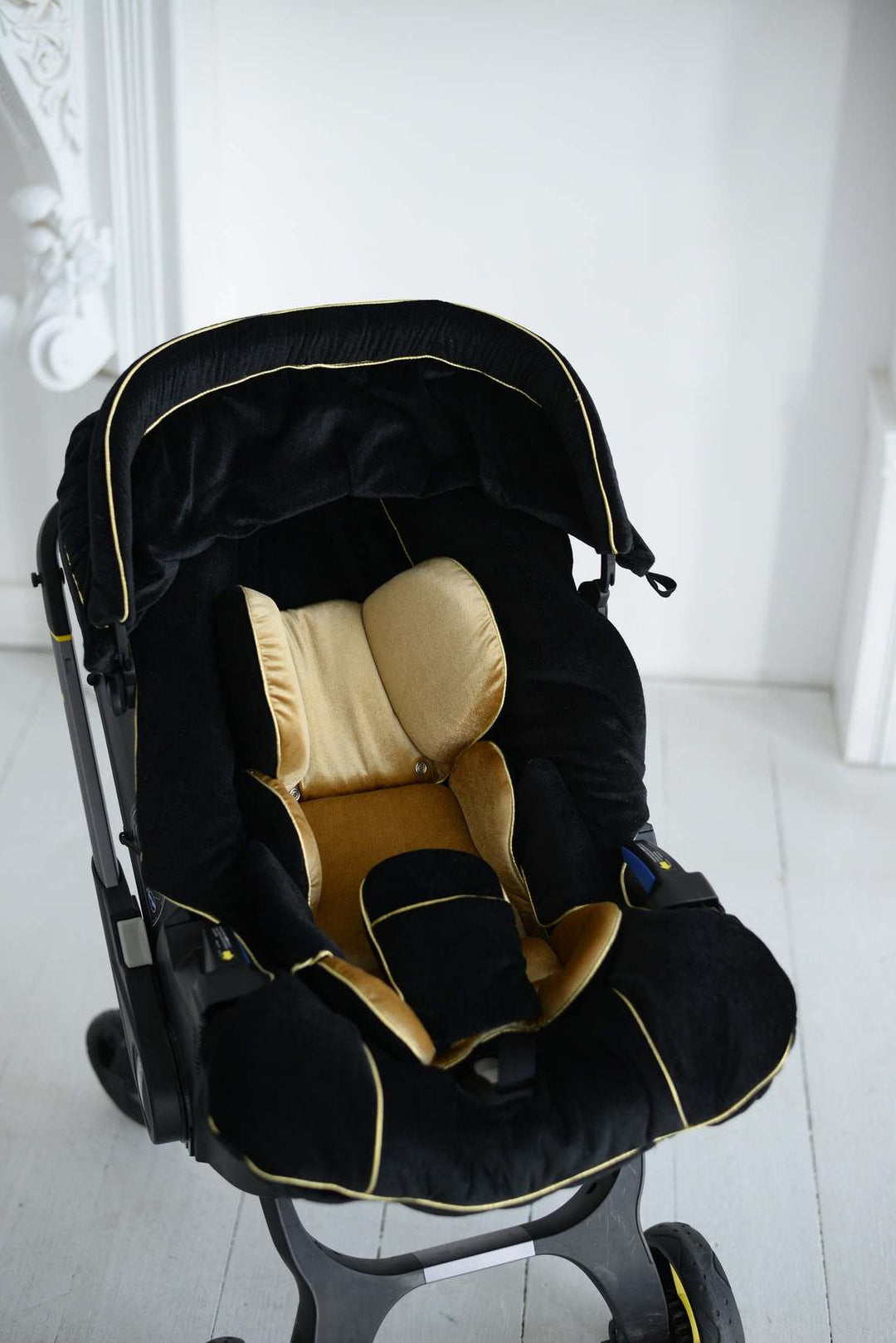 Custom Personalized Black & Gold Washable Doona Car Seat Accessories Set for Boys - Best Baby Gift for Toddlers