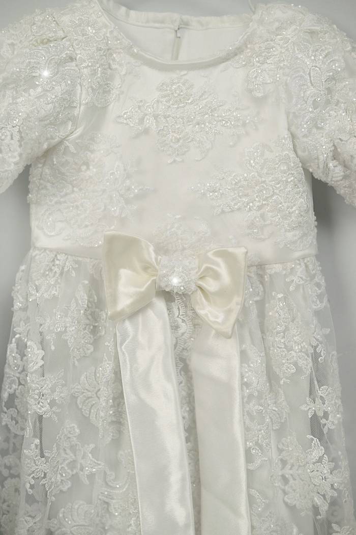 Elegant Lace Baptism Dress for Baby Girl - White Lace - Newborn to Toddler
