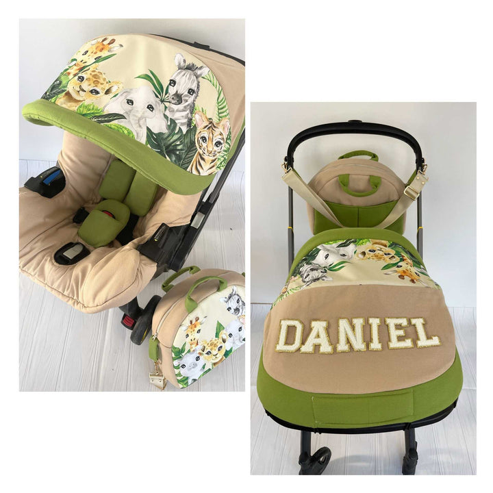 Safari & Cartoon Theme Baby Car Seat Cover Set, Washable, Soft, Personalized