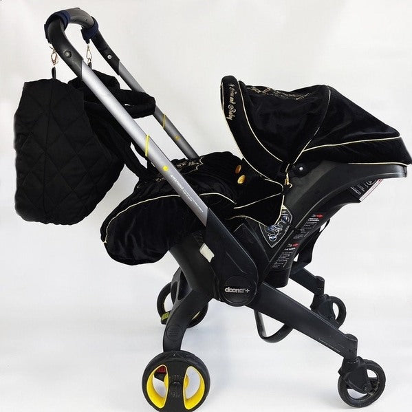 Custom Personalized Black & Gold Washable Doona Car Seat Accessories Set for Boys - Best Baby Gift for Toddlers
